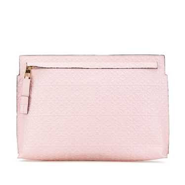 Pink LOEWE Embossed Anagram Repeat T Clutch