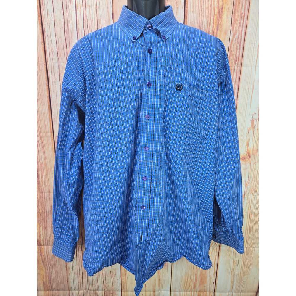 Cinch Cinch Mens XL Blue Plaid Long-Sleeve Button… - image 1