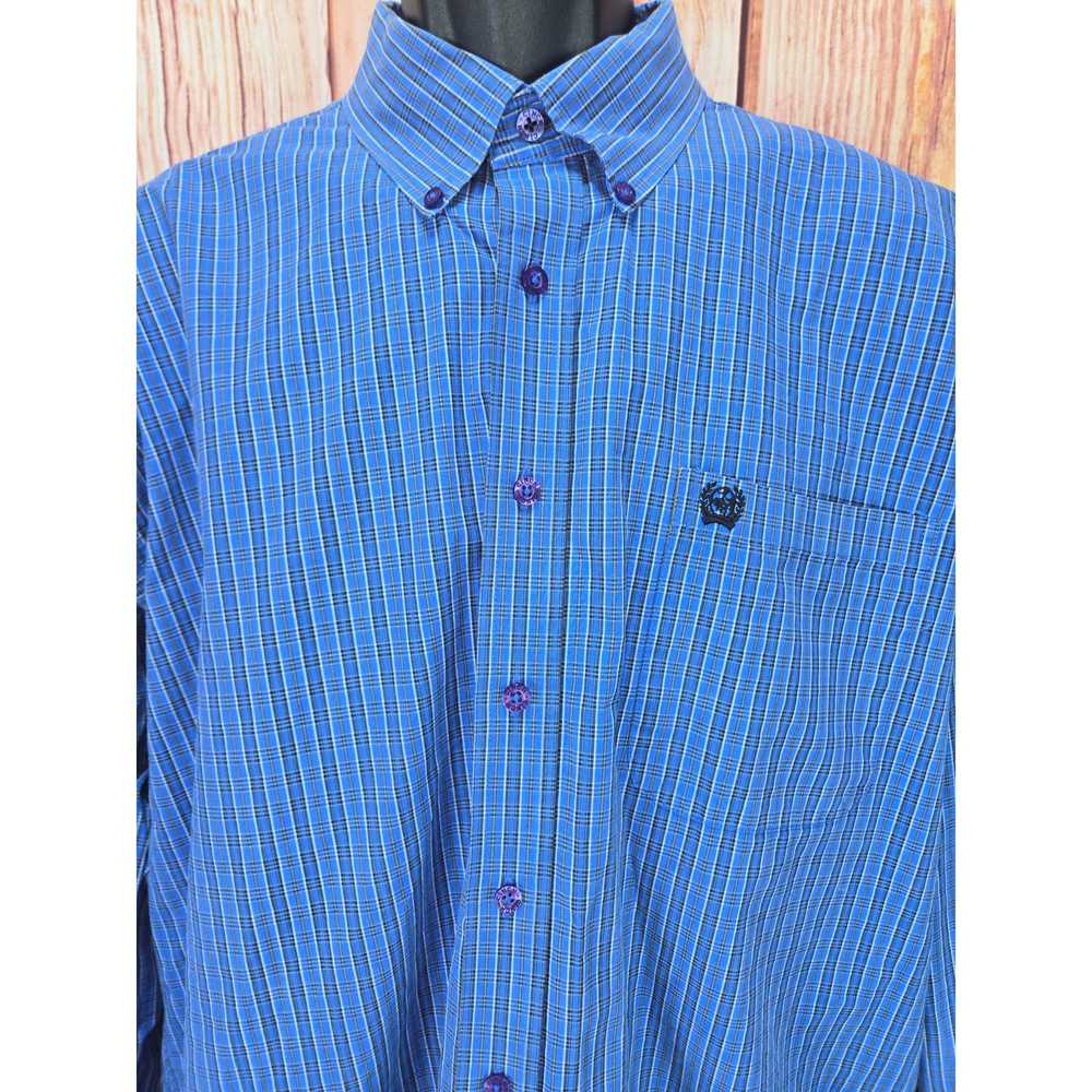 Cinch Cinch Mens XL Blue Plaid Long-Sleeve Button… - image 2