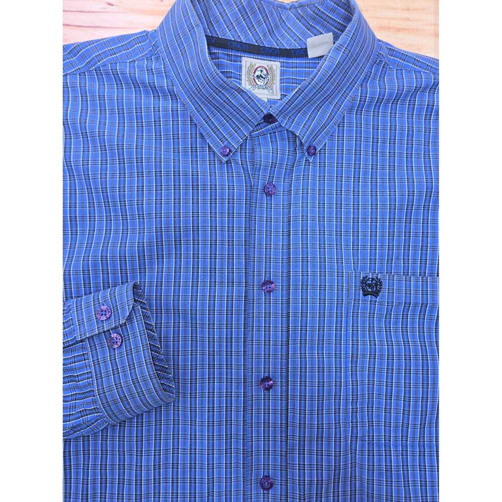 Cinch Cinch Mens XL Blue Plaid Long-Sleeve Button… - image 3