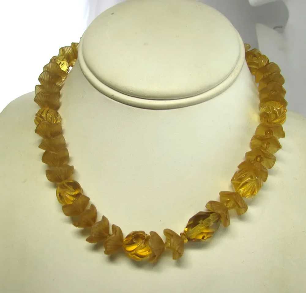 Vintage Kenneth J. Lane Carved Glass Necklace in … - image 10