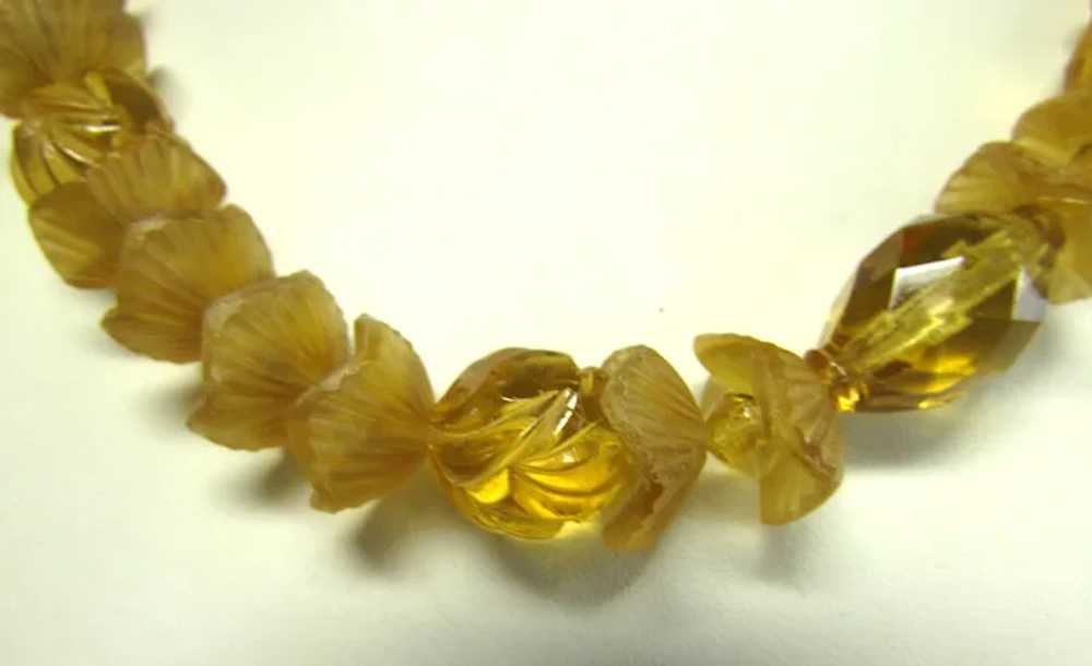 Vintage Kenneth J. Lane Carved Glass Necklace in … - image 3