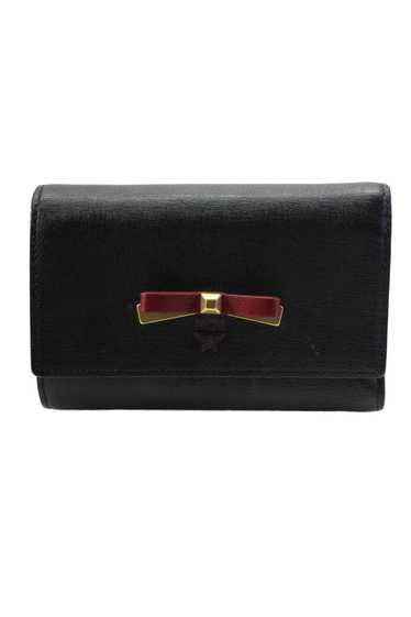 MCM Womens Black Red Color Block Leather Bow Embel