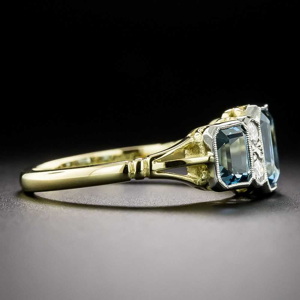 Edwardian-Style Three-Stone Aquamarine and Diamon… - image 2