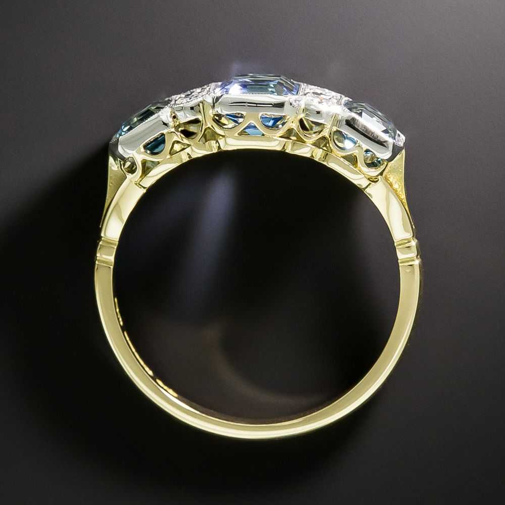 Edwardian-Style Three-Stone Aquamarine and Diamon… - image 3