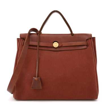 HERMES Toile Vache Calfskin Herbag 30 PM Havane