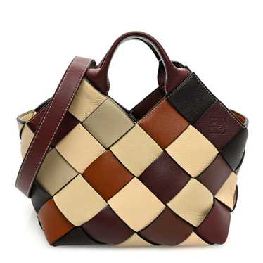 LOEWE Calfskin Small Woven Basket Surplus Bag Beig