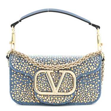 VALENTINO GARAVANI Denim Crystal Vlogo Small Loco 