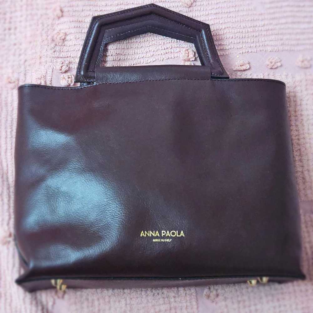 Italian Leather Anna Paola Satch Bag w/shoulder s… - image 4