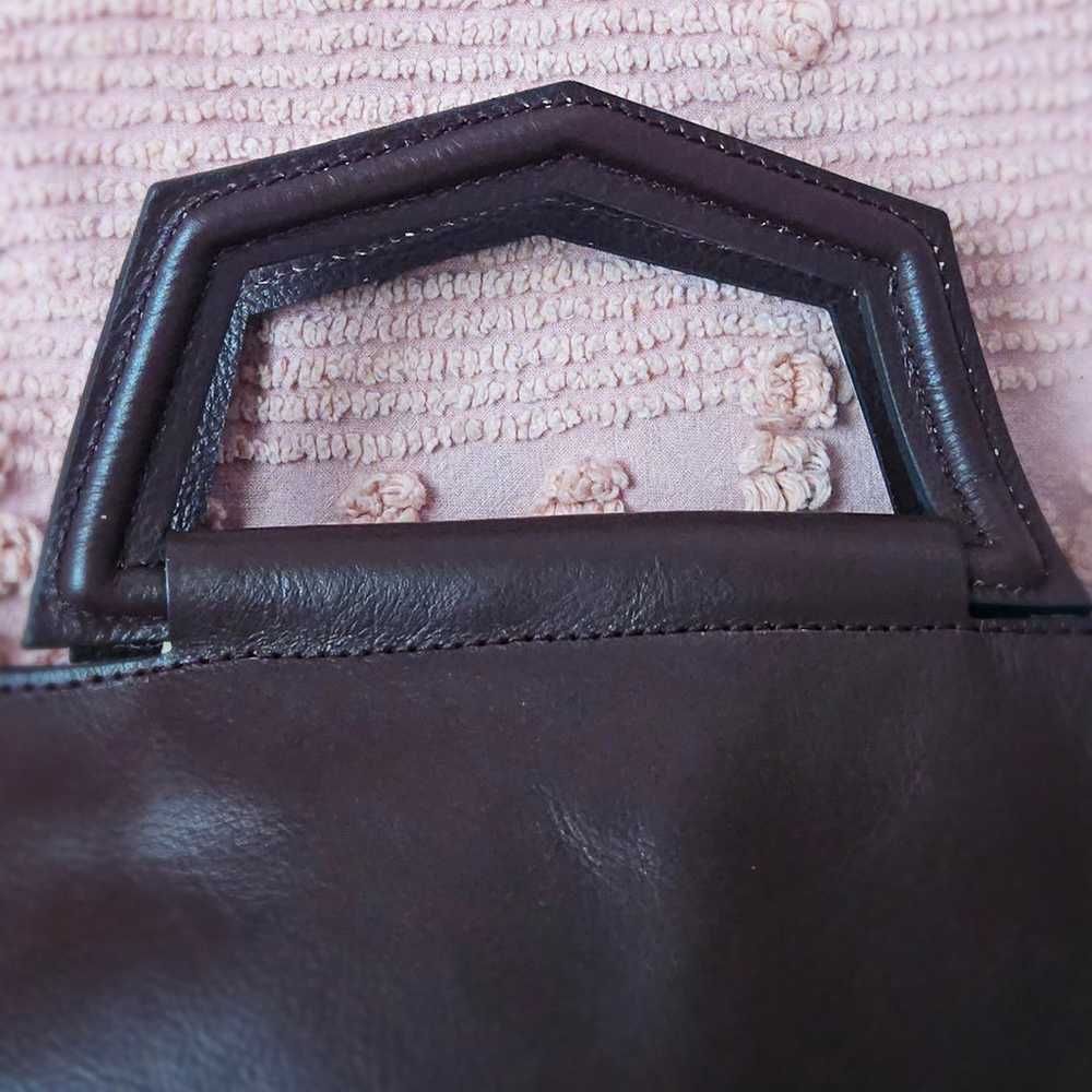 Italian Leather Anna Paola Satch Bag w/shoulder s… - image 5