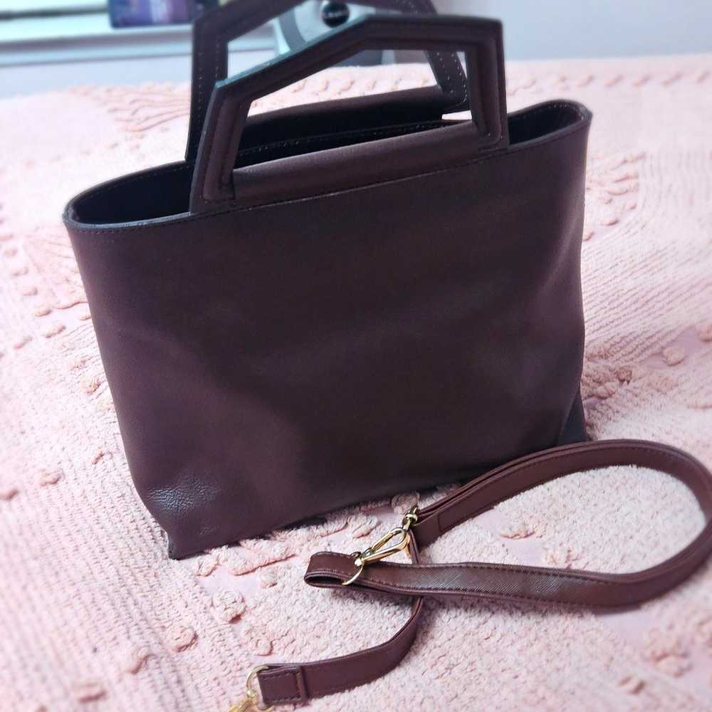 Italian Leather Anna Paola Satch Bag w/shoulder s… - image 7