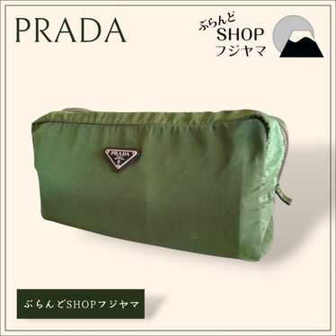 PRADA Nylon Pouch Cosmetic Triangle Logo Plate Kh… - image 1