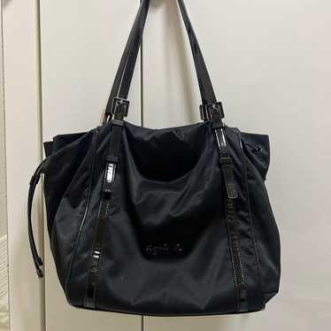 Shoulder bag, black, nylon, agnès b.