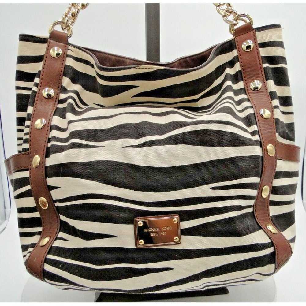 Michael Kors Zebra Print Canvas Leather Trim Tote… - image 2