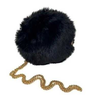 Like New Retro Style Black Faux Fur Gold Chain St… - image 1