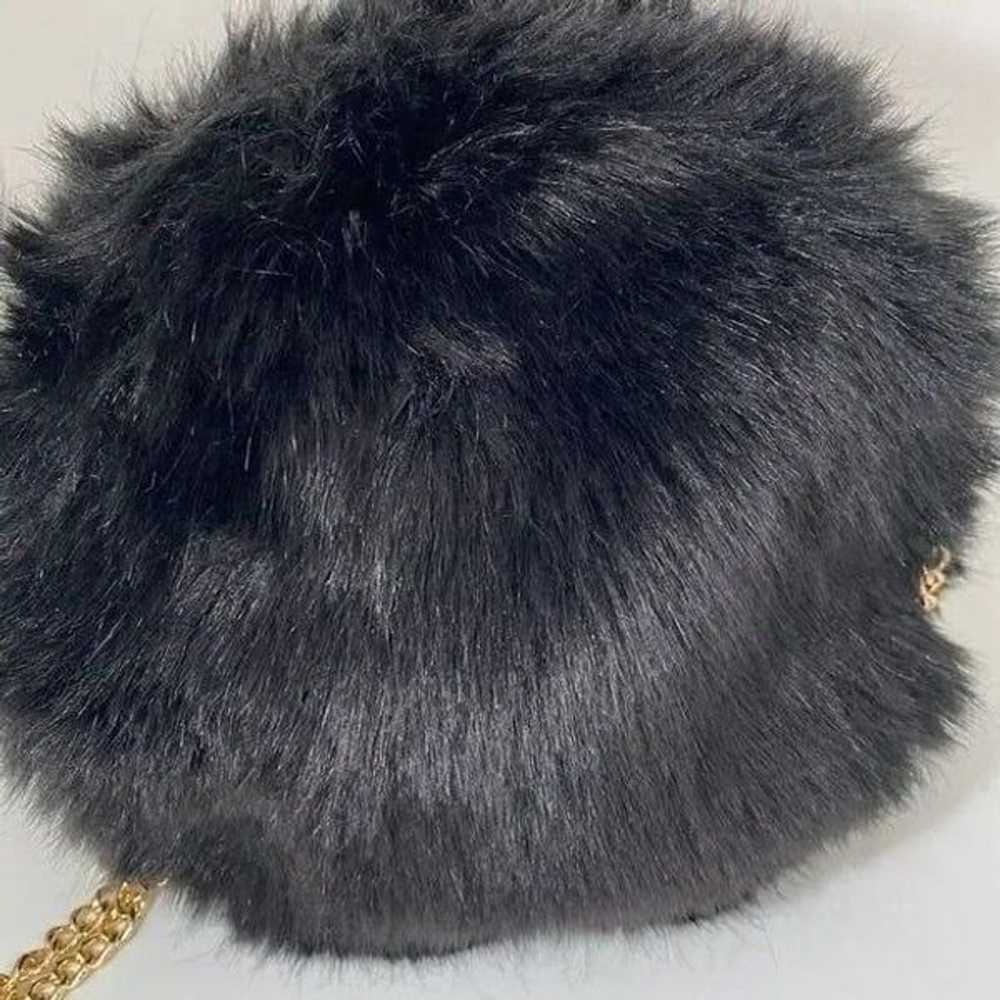 Like New Retro Style Black Faux Fur Gold Chain St… - image 2