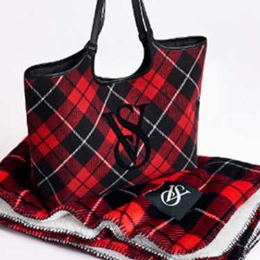 Victoria’s Secret Plaid Tote Weekender Bag and Co… - image 1