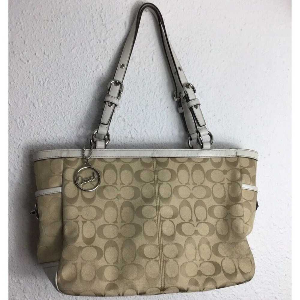 COACH signature Tan/white Shoulder Bag - image 2