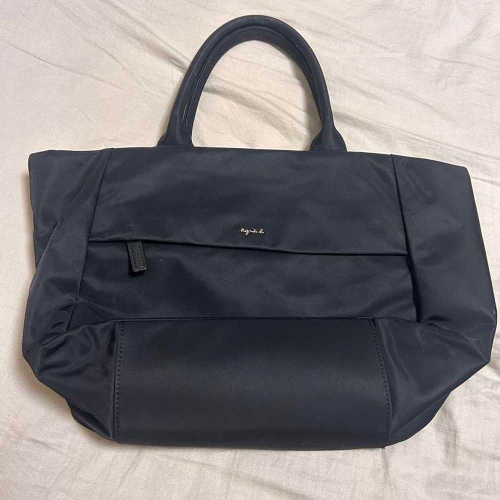 Navy Nylon Tote Bag with Front Pocket - image 1