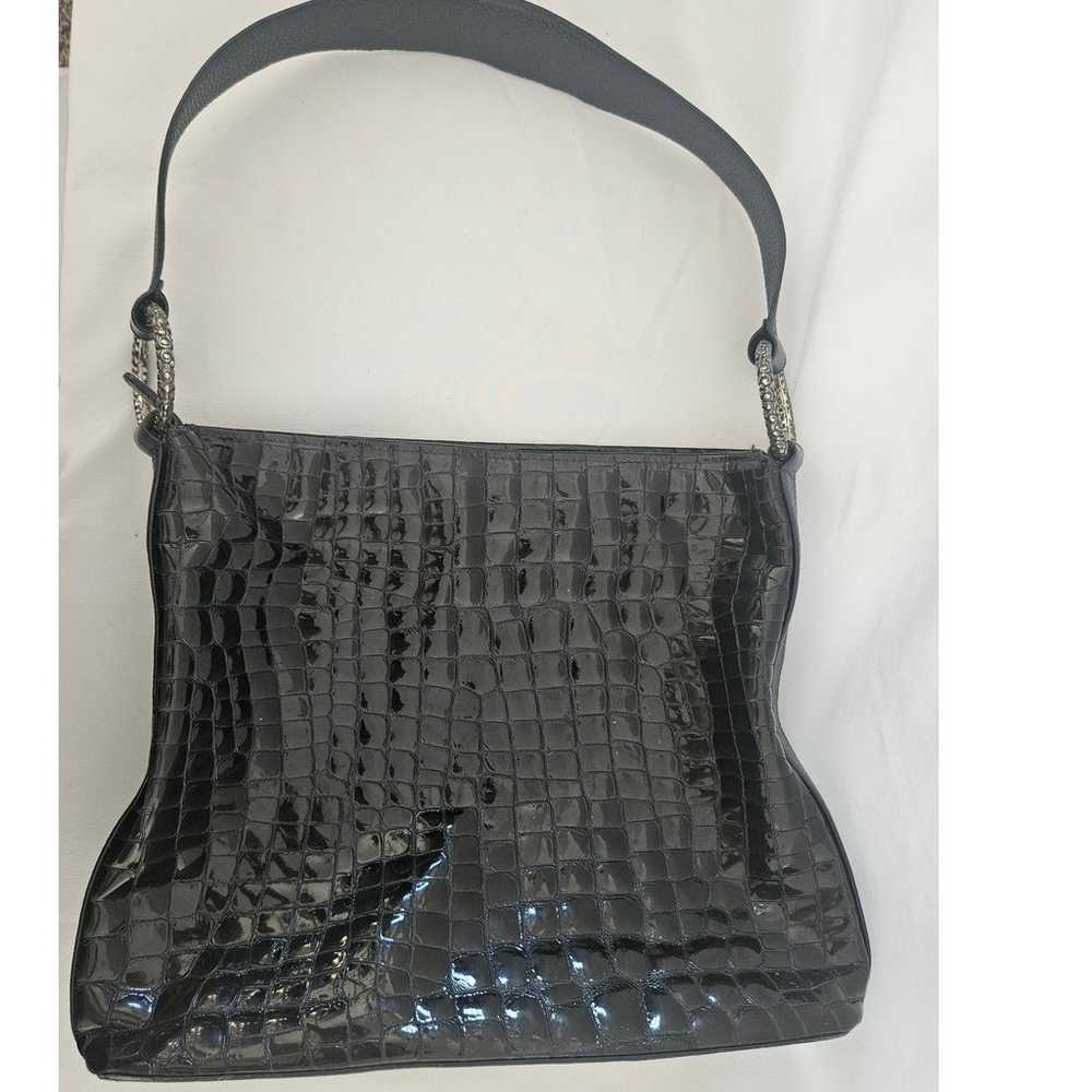 Brighton Cher Shoulder Bag Black Patent Croco Pur… - image 7