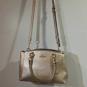 COACH Metallic Platinum Gold Leather Mini Christi… - image 1