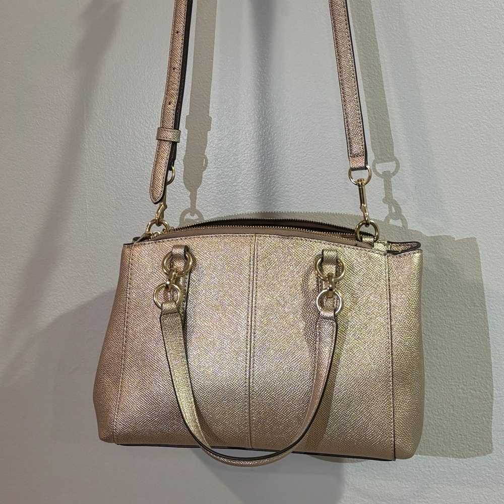 COACH Metallic Platinum Gold Leather Mini Christi… - image 2