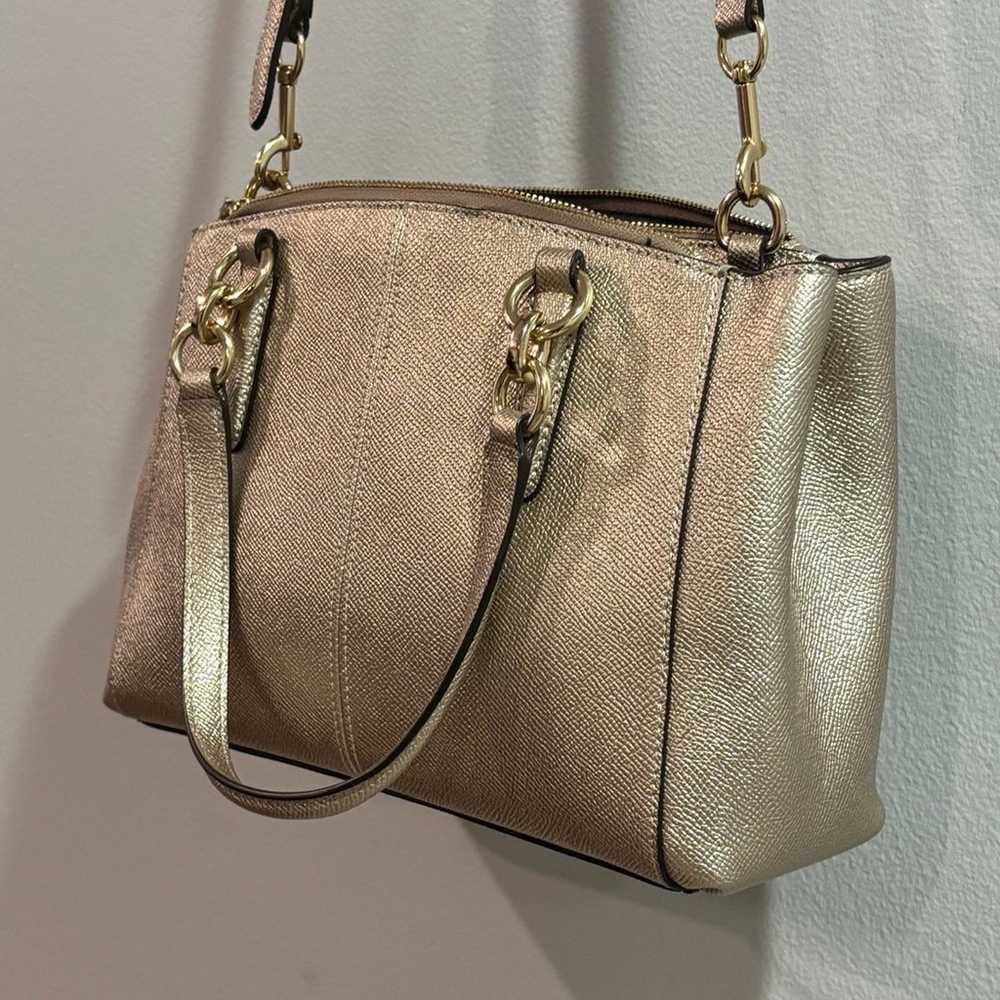 COACH Metallic Platinum Gold Leather Mini Christi… - image 3