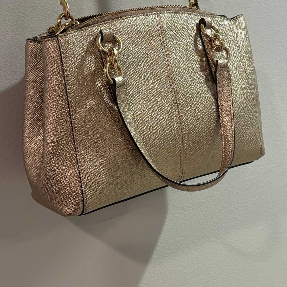 COACH Metallic Platinum Gold Leather Mini Christi… - image 4