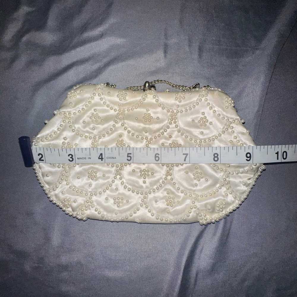 Vintage Ivory Beaded Sequin Purse - image 1