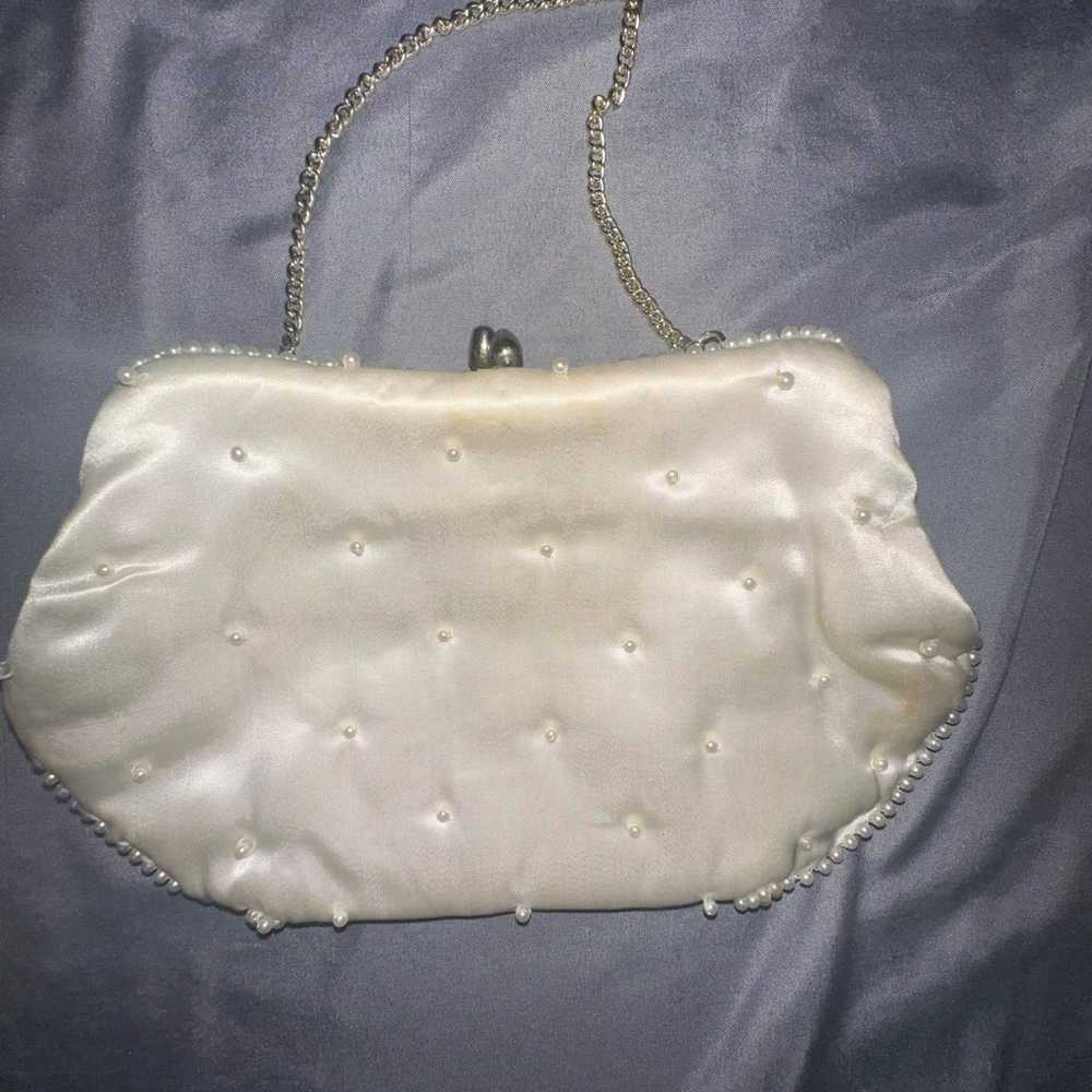 Vintage Ivory Beaded Sequin Purse - image 4