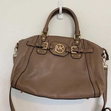 Michael Kors Hudson Satchel Dune Pebbled Leather