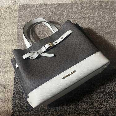 MICHAEL KORS Handbag Dark Brown/White