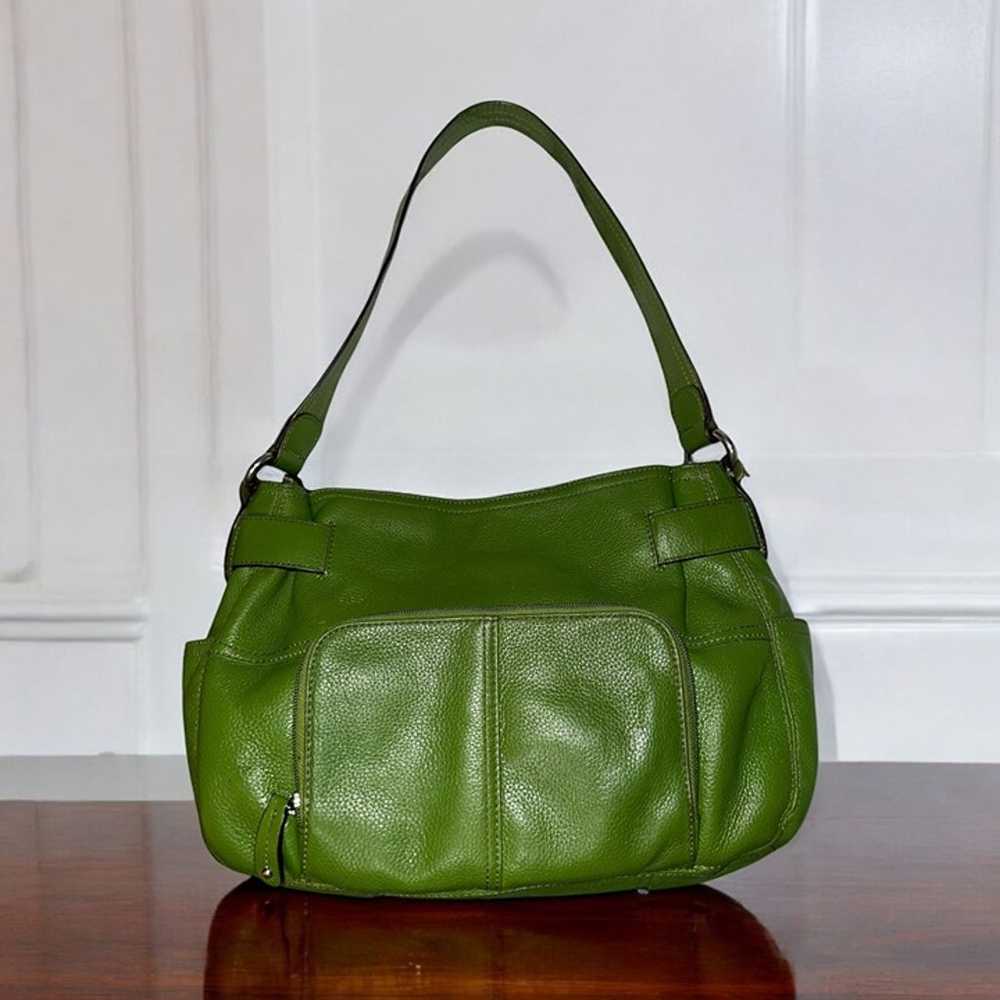 Tignanello Purse Avocado Green Bag Pebbled Leathe… - image 3