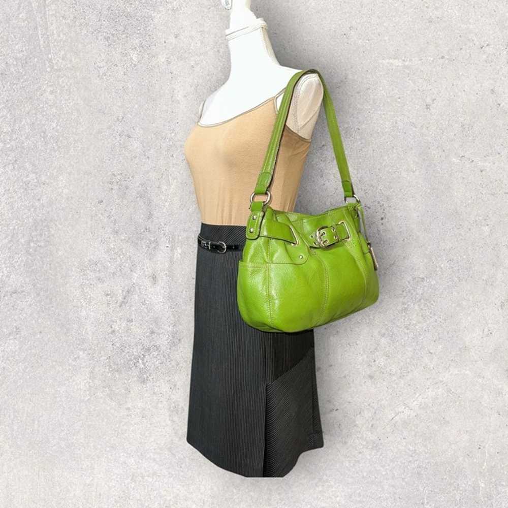 Tignanello Purse Avocado Green Bag Pebbled Leathe… - image 4