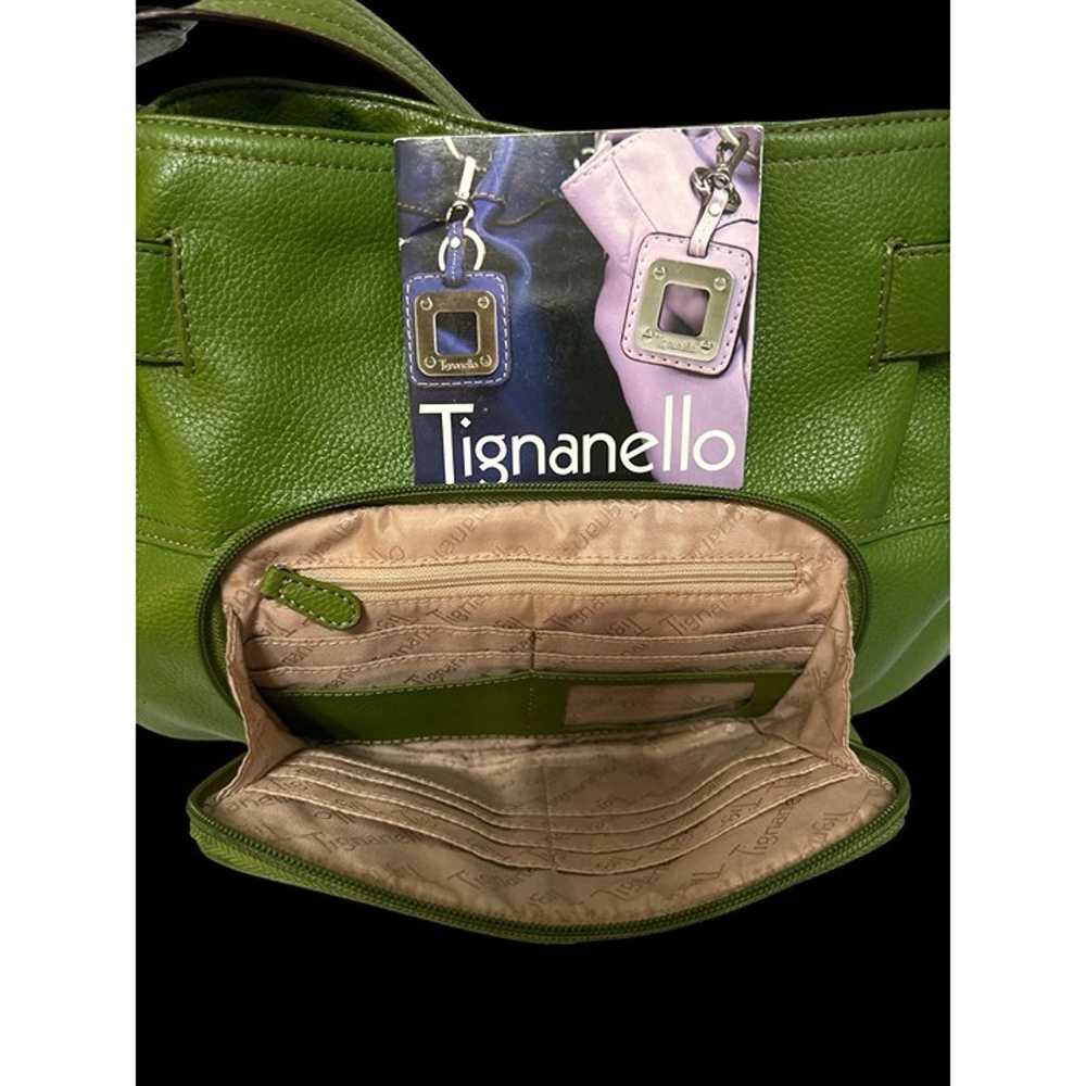 Tignanello Purse Avocado Green Bag Pebbled Leathe… - image 5