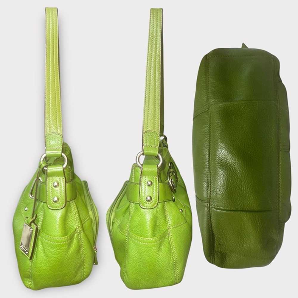 Tignanello Purse Avocado Green Bag Pebbled Leathe… - image 6