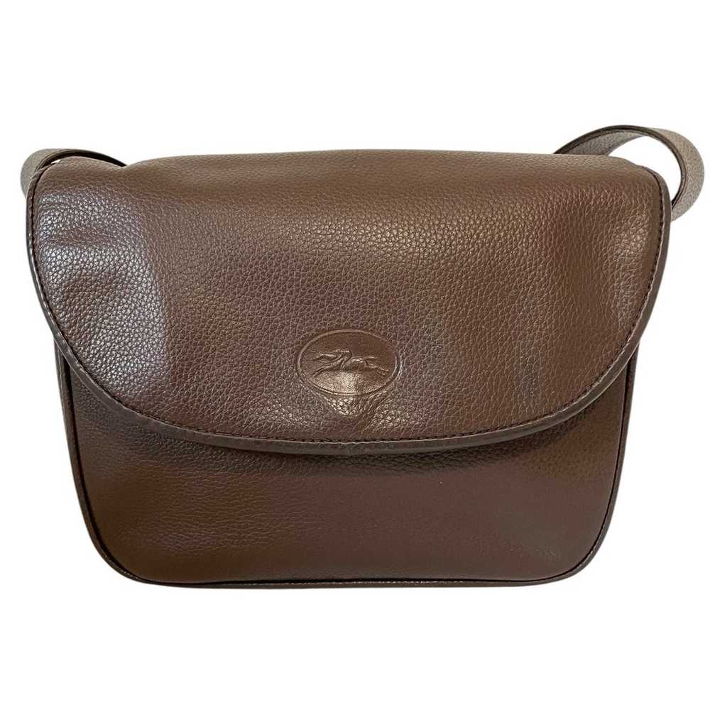 Vintage Longchamp Paris Brown Pebble Leather Cros… - image 2