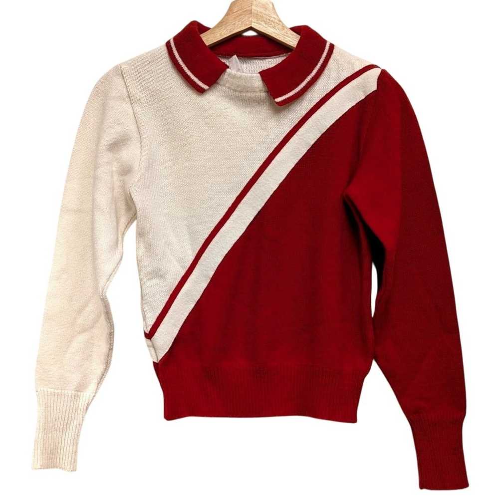 Vintage Red and White Cheer Sweater - image 1