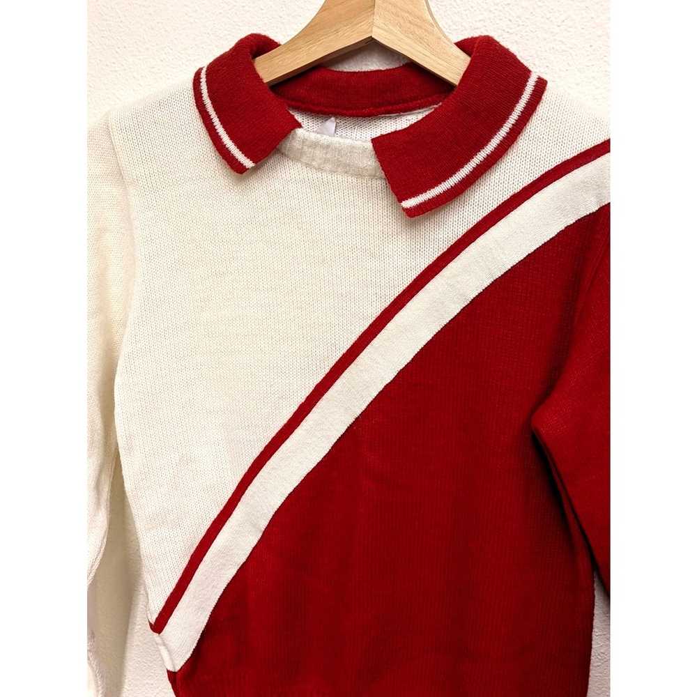 Vintage Red and White Cheer Sweater - image 5