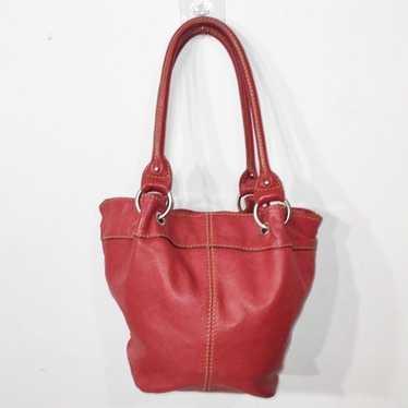 Vintage Tignanello Red Leather Satchel Handbag