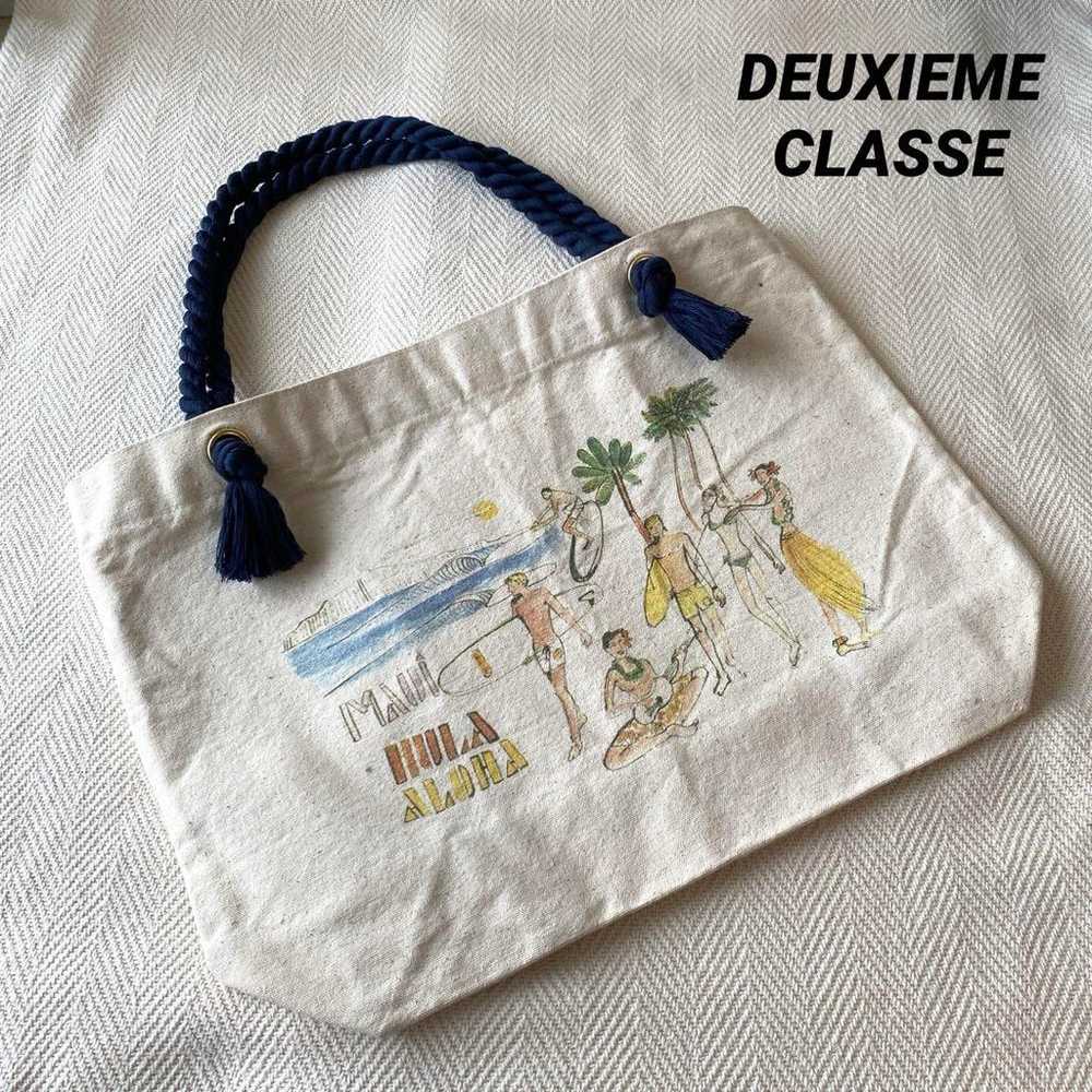 DEUXIEME CLASSE Canvas Cotton Novelty White Tote … - image 1