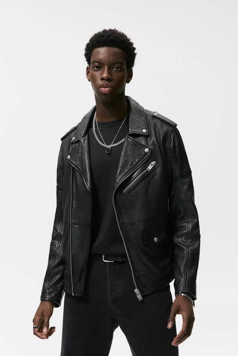 Zara Zara Biker Genuine Leather Jacket - image 3