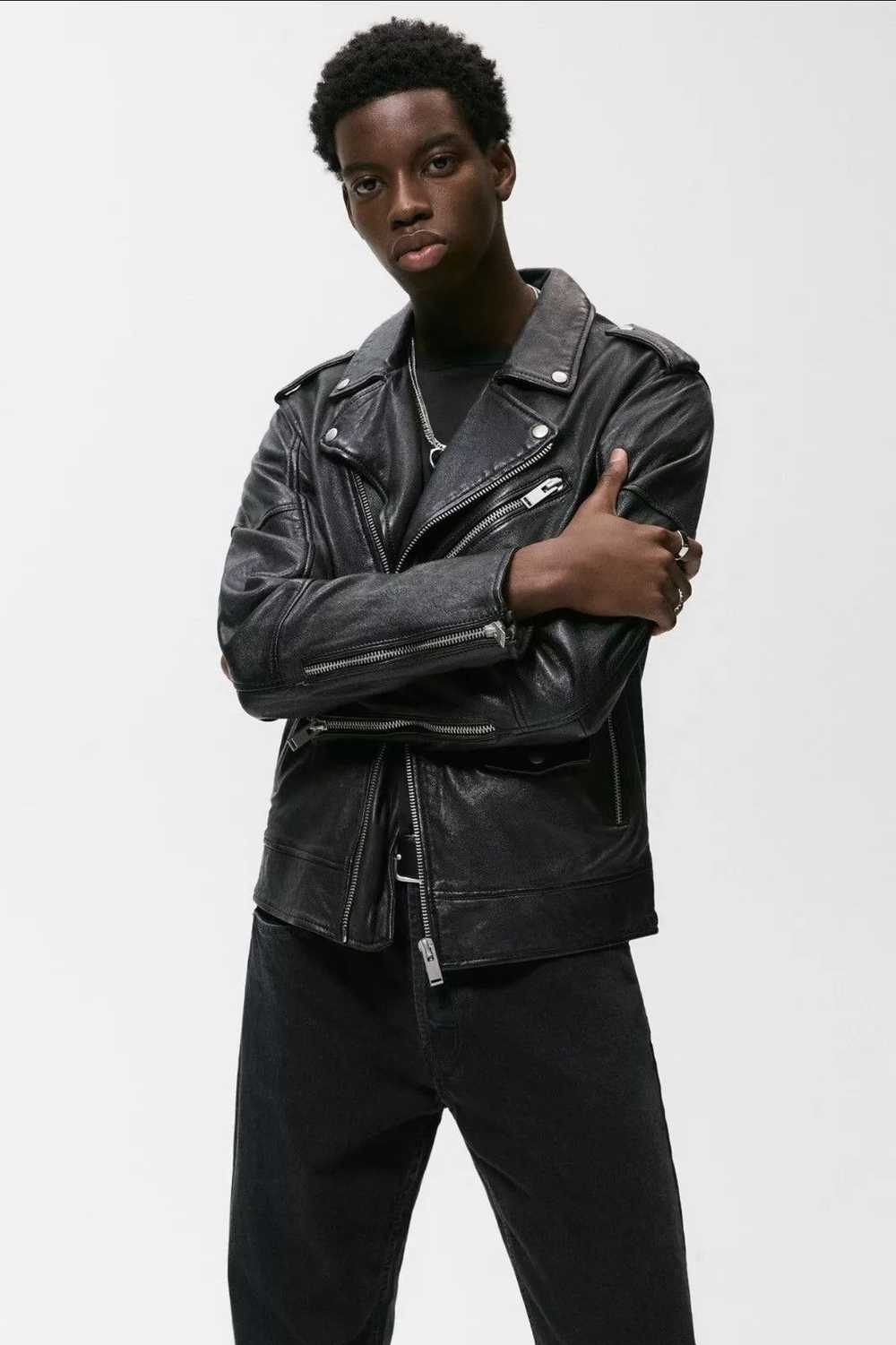 Zara Zara Biker Genuine Leather Jacket - image 4