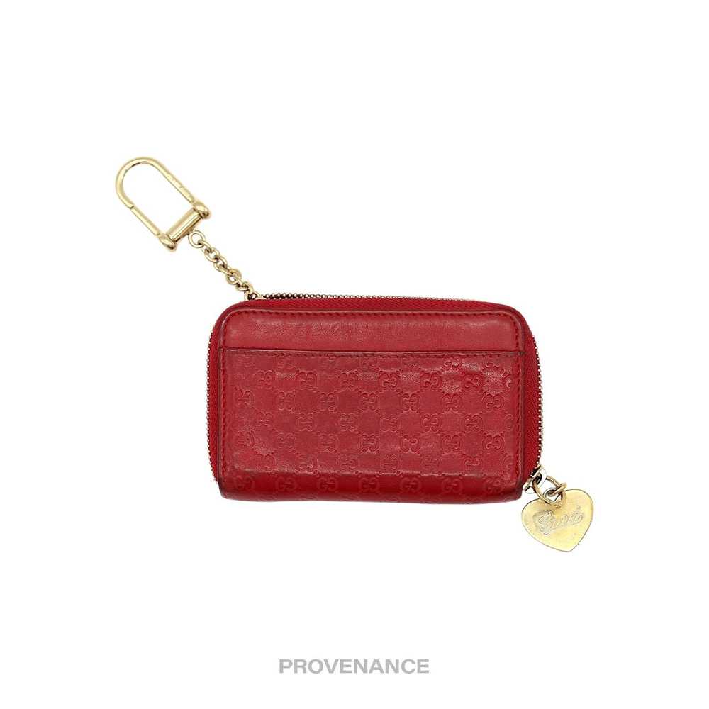 Gucci 🔴 Gucci Key Chain Zip Card Wallet - Red Mi… - image 1