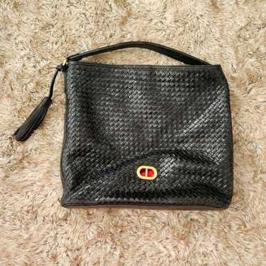 Dee Ocleppo 100% Leather Weaved Black Tote Bag Mad