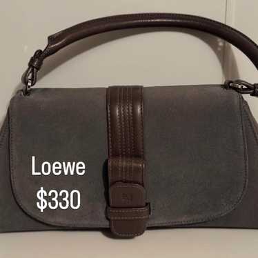 Loewe Vintage Suede Gray Anagram Shoulder Bag