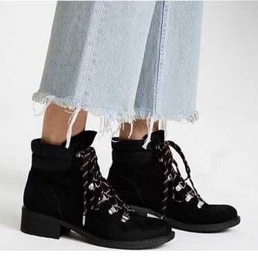 SAM EDELMAN Darrah Suede Wool Lace Up Combat Boots