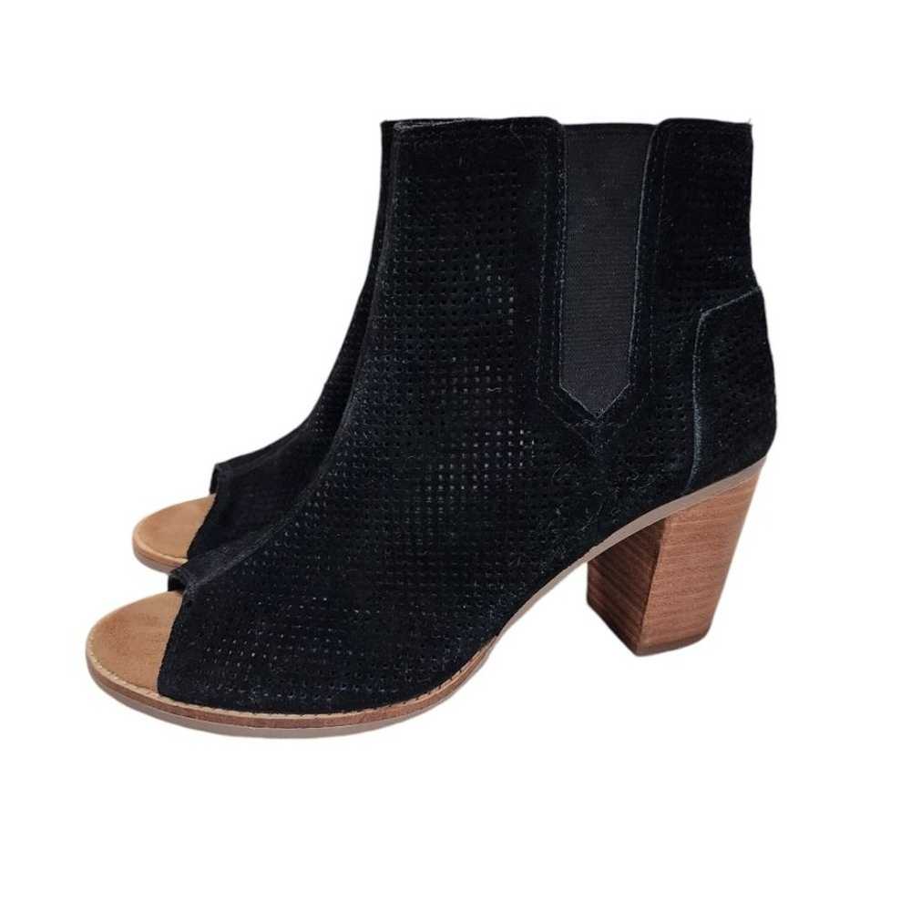 Toms Majorica Ankle Boots Black Suede Perforated … - image 2