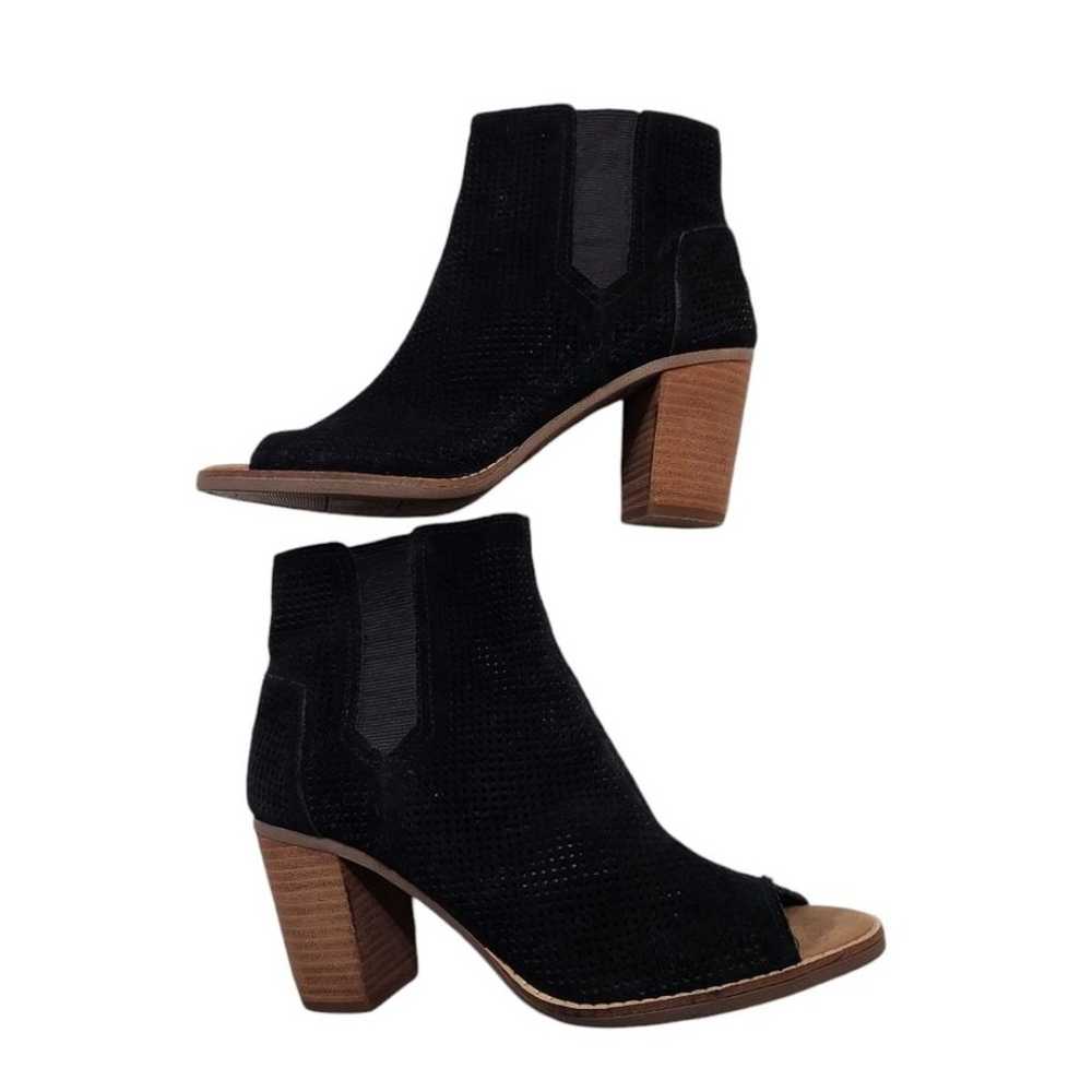 Toms Majorica Ankle Boots Black Suede Perforated … - image 4