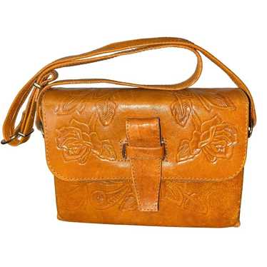 Womens Vintage Hand Tooled Leather Purse Satchel H